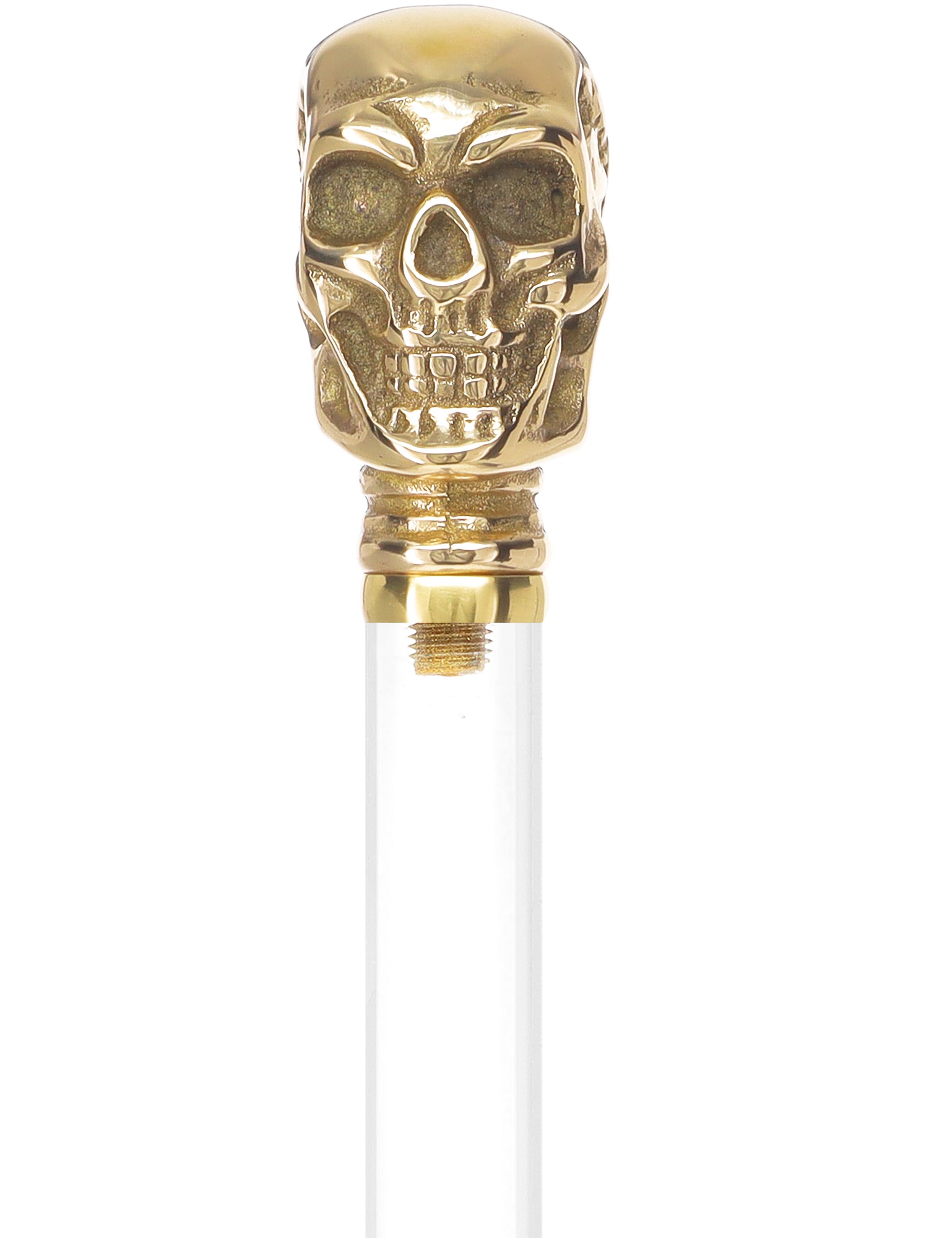 Crystal Elegance Brass Skull Cane with Invisible Acrylic Shaft Options Outlet