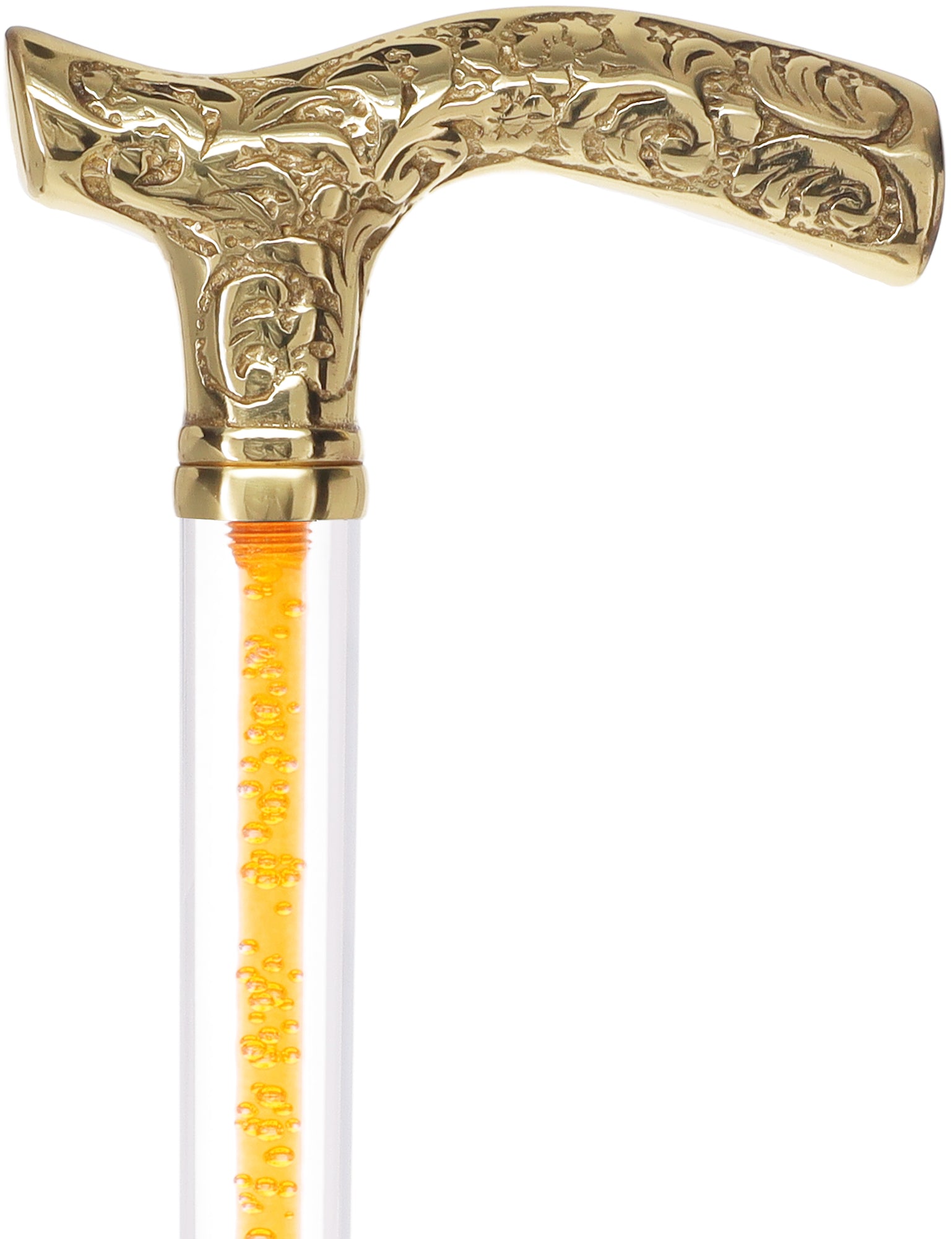 Color Crystal Elegance Brass Fritz Cane with Invisible Acrylic Shaft Options Buy Cheap Discount