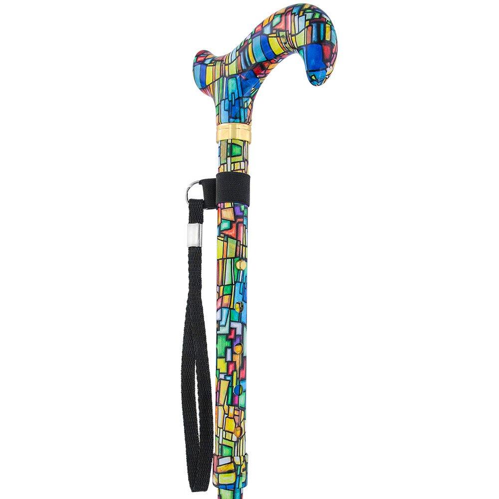 Mosaic Stained: Designer Pattern Folding Adjustable Cane Clearance Reliable