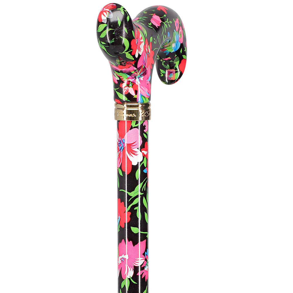 Scratch and Dent Moonlit Floral Derby-Handle Designer Adjustable Cane V1716 Low Cost Sale Online