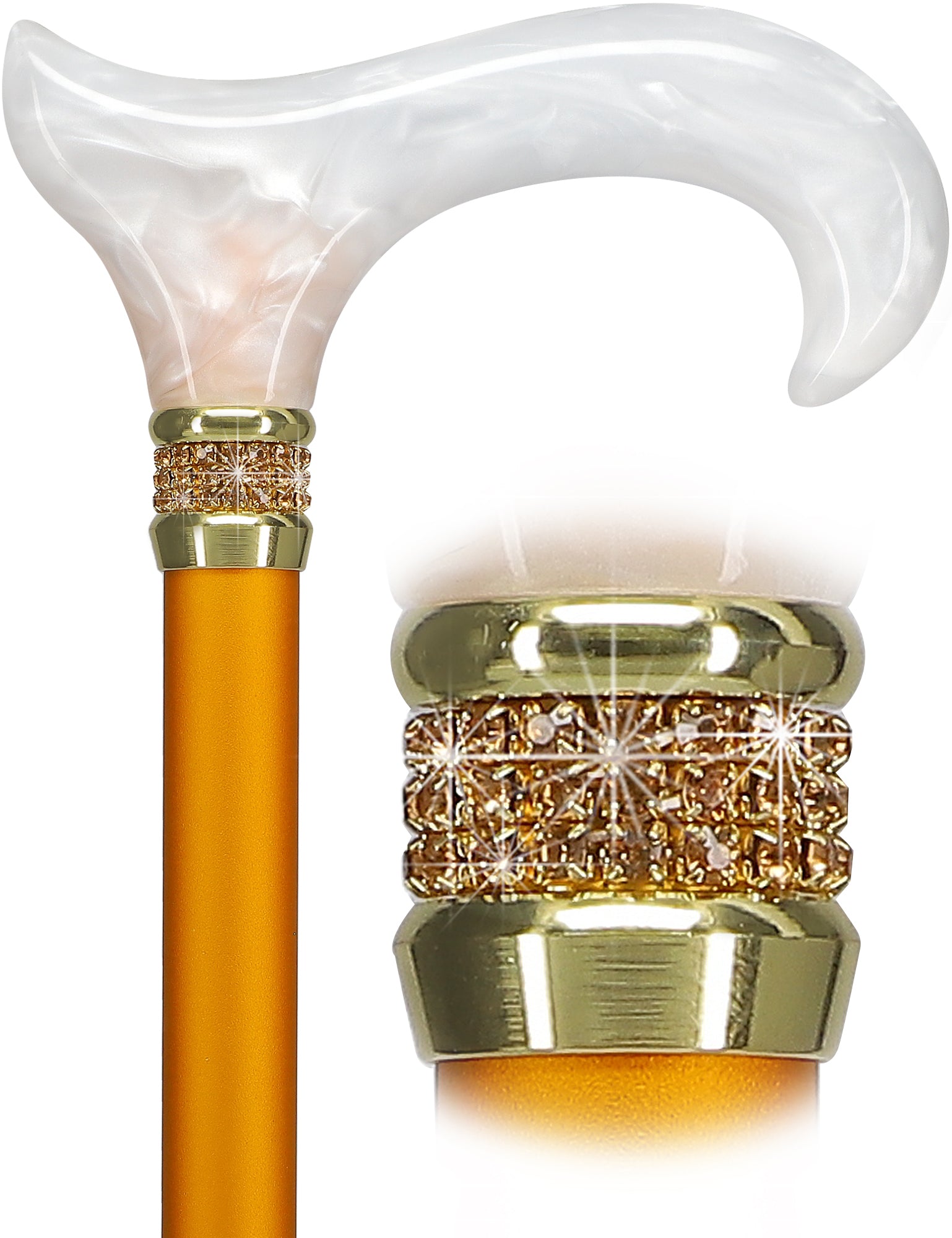 Rhinestone Designer Cane: Luxurious Golden Day Exquisite Pearlz Pre Order Online