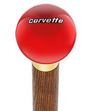 Licensed Corvette Emblem Red Round Knob Cane w/ Custom Color Ash Shaft & Collar Free Shipping Outlet Store