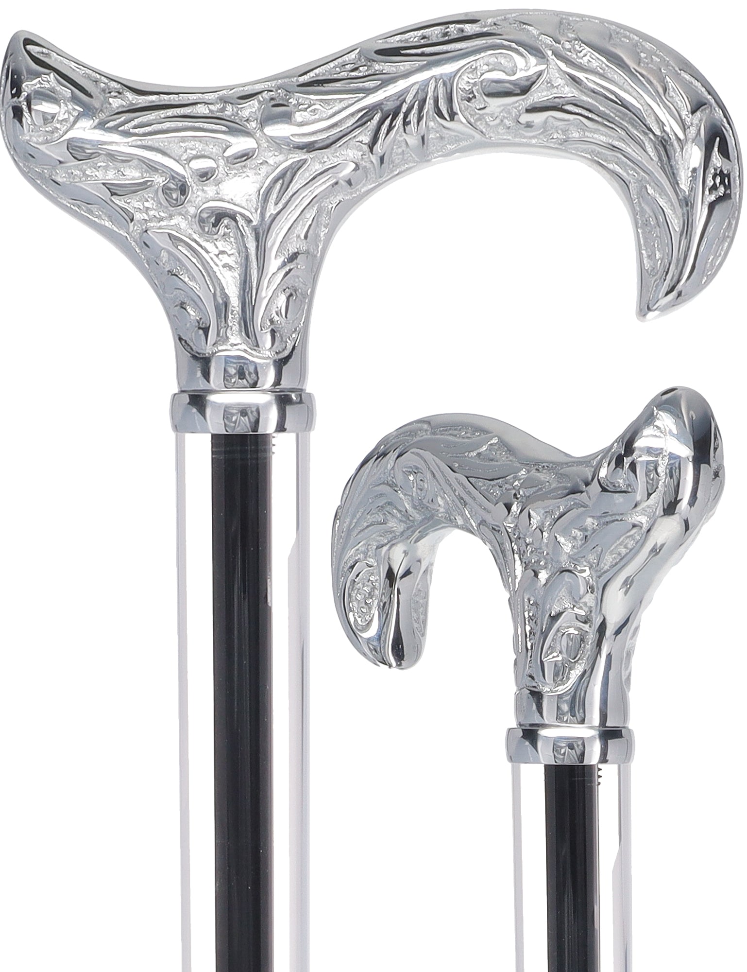 Crystal Elegance Chrome Derby Cane with Invisible Acrylic Shaft Options Latest Collections Online