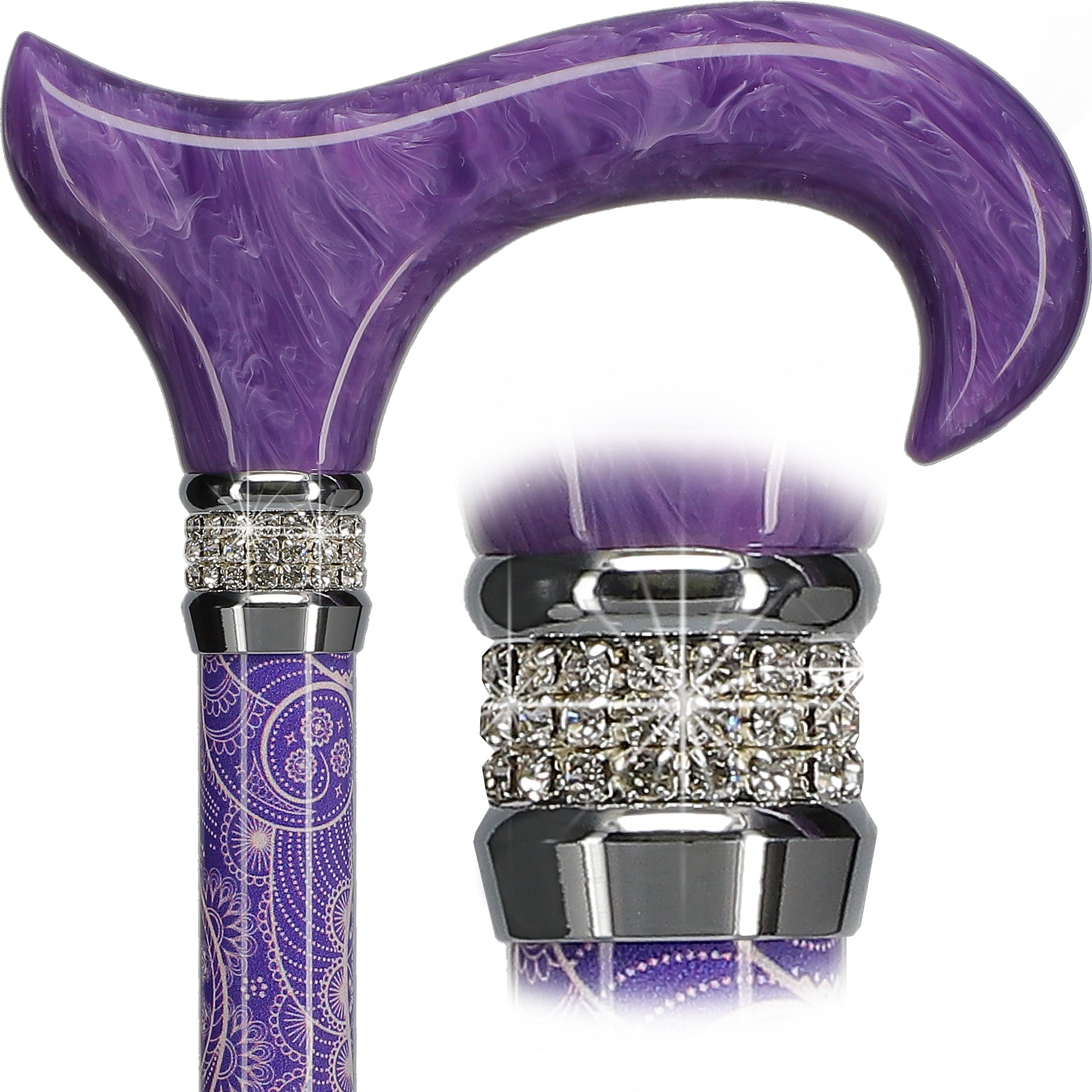 Rhinestone Designer Cane: Pearlz Purple Pattern & Swirl Sale With Paypal