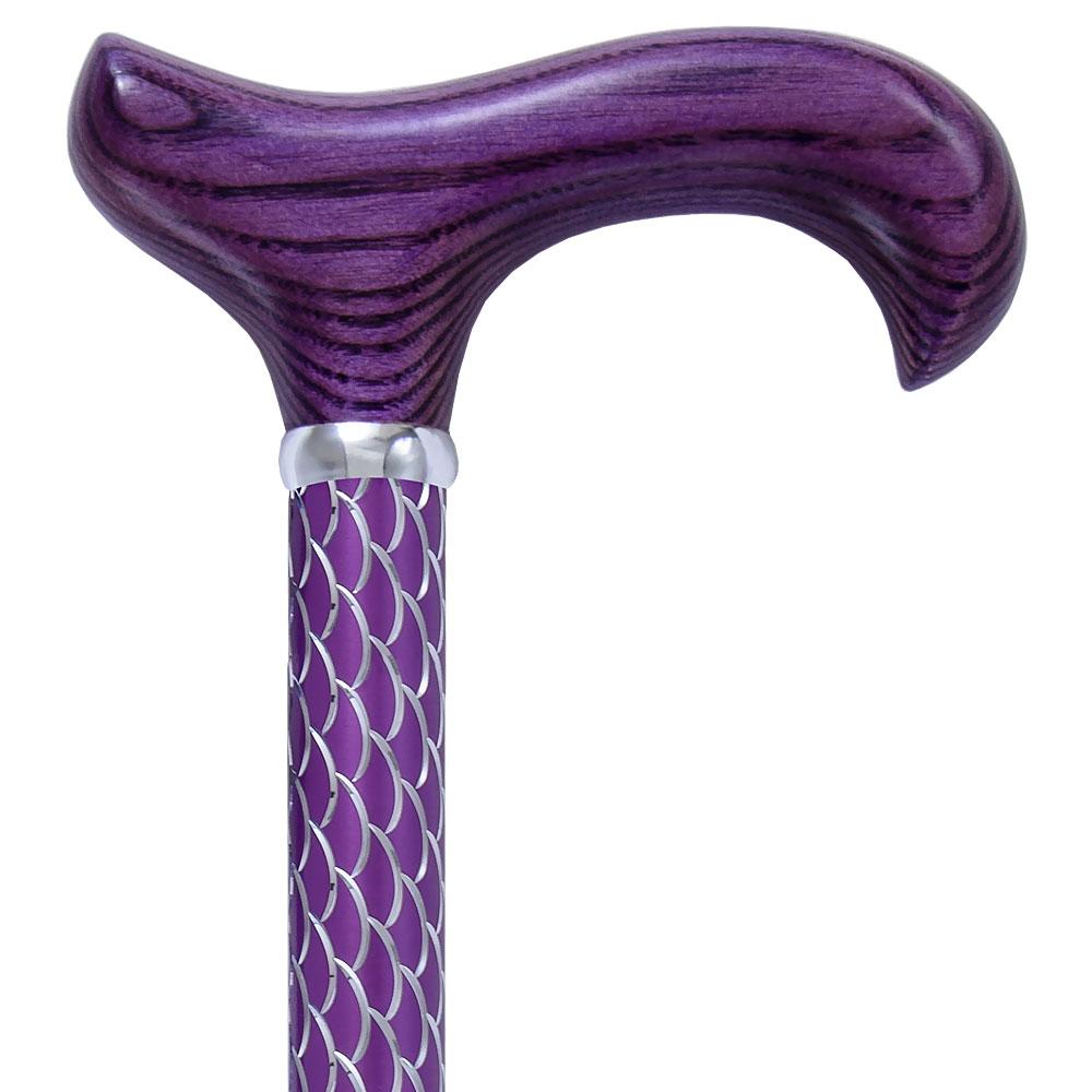 Scratch and Dent Purple Etched Non Adjustable Cane with Purple Stained Ash Wood Derby Handle V3371 Cheap Sale