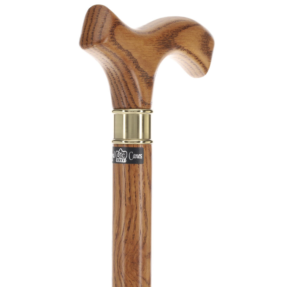 Elegant Slim-Line Oak Fritz Cane with Brass Collar Discount Latest Collections