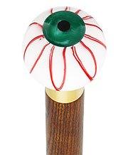 Green Iris Bloodshot Eye Round Knob Cane w/ Custom Color Ash Shaft & Collar Authentic Cheap Pice