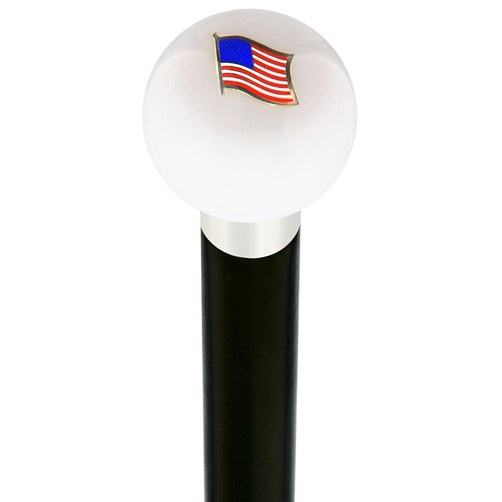 USA Flag White Round Knob Cane w/ Custom Wood Shaft & Collar In China Cheap Online