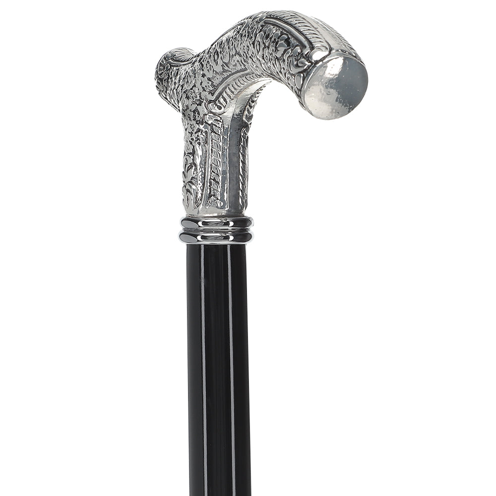 Scratch and Dent Downton Abbey Inspired - Silver 925r Petite Embossed Fritz Handle Walking Cane V2020 Low Pice For Sale