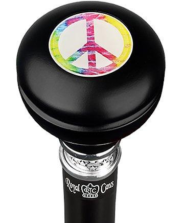 Peace Sign Caduceus Emblem Knob Stick: Large Knob, Pewter Collar Discount Purchase