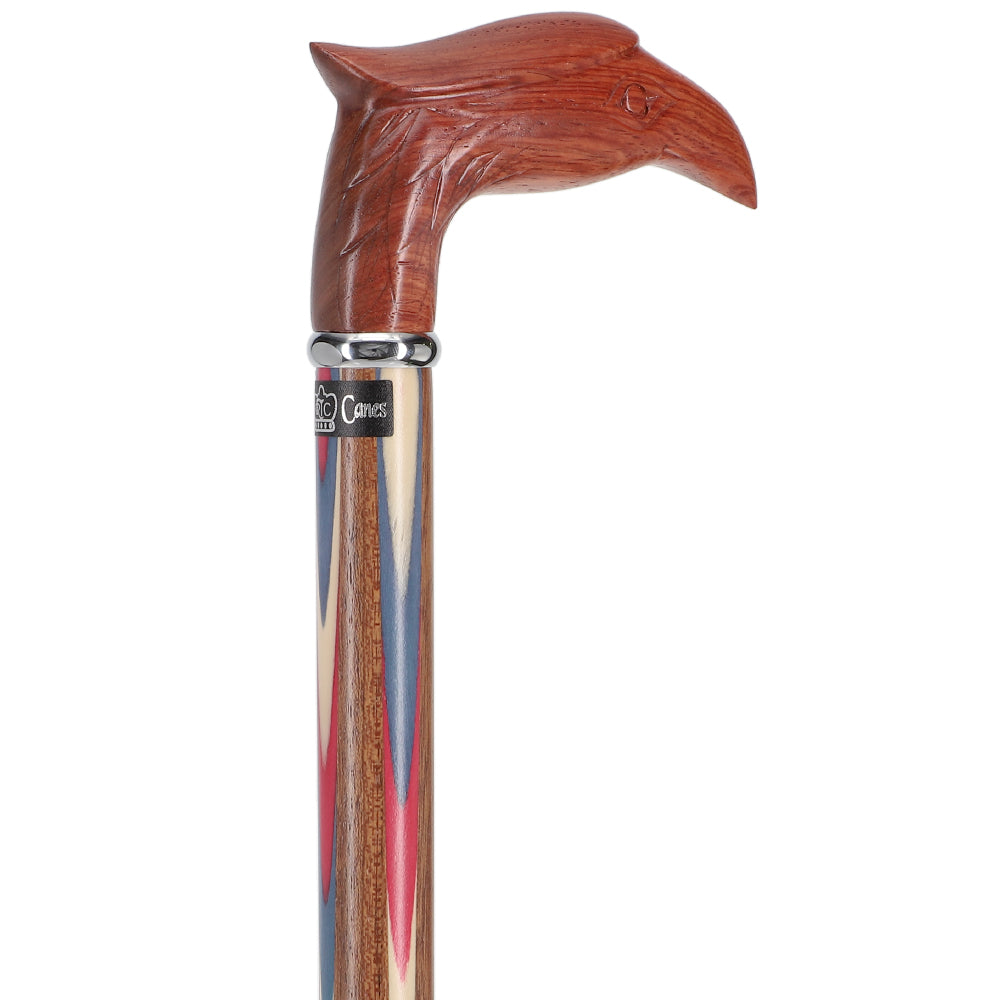 Patriotic Colors Don't Run Eagle Cane - Ovangkol Inlaid Wood Best Seller