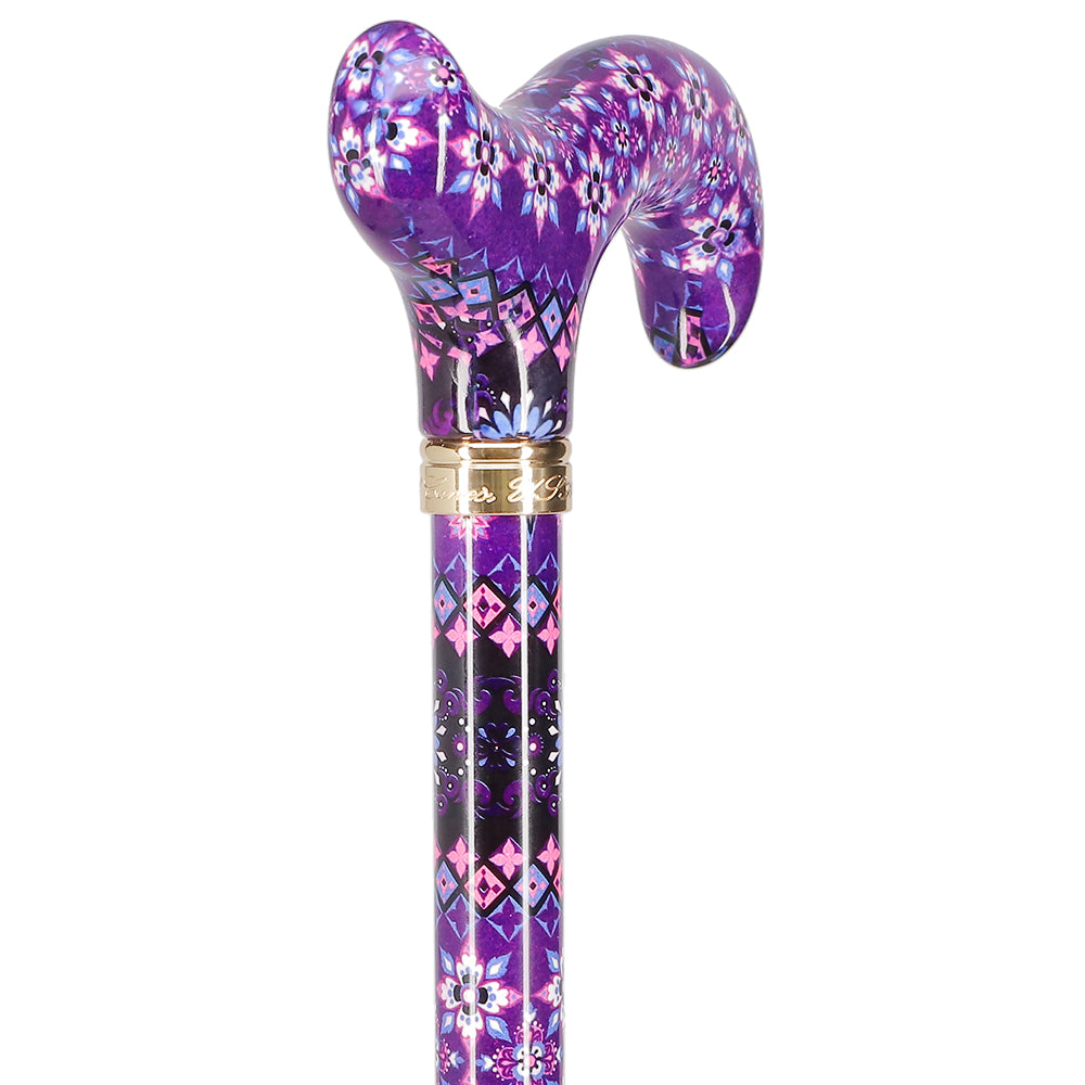 Pretty Purple Designer Adjustable Derby Walking Cane with Engraved Collar w/ SafeTbase For Sale Wholesale Pice