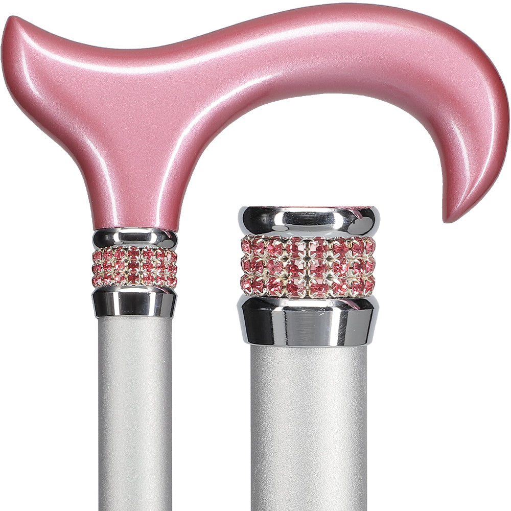 Rhinestone Designer Cane: Chic Pink Pearlz Sparkles & Handle Pices Online