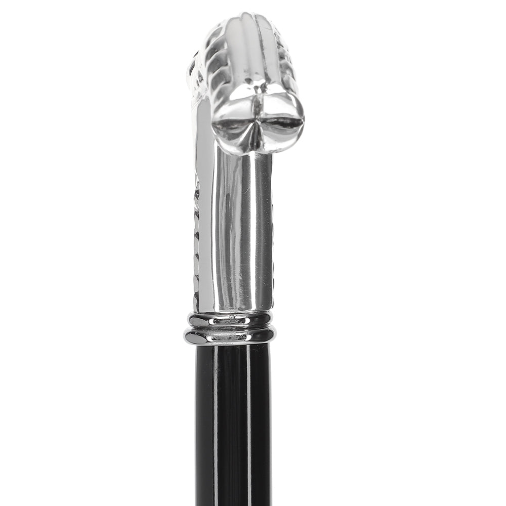 Italian Luxury: Fritz Leaves Handle Cane, In 925r Silver Low Pice