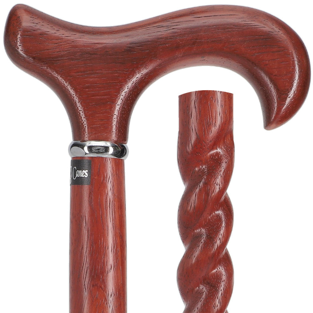 Rope Twist Derby Cane - Padauk Shaft & Silver Collar Discount 2025 New