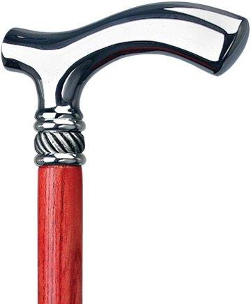 Scratch and Dent Red Slim Line Chrome Plated Fritz Walking Cane With Red Ash Shaft and Pewter Swirl Collar V1614 Discount Latest