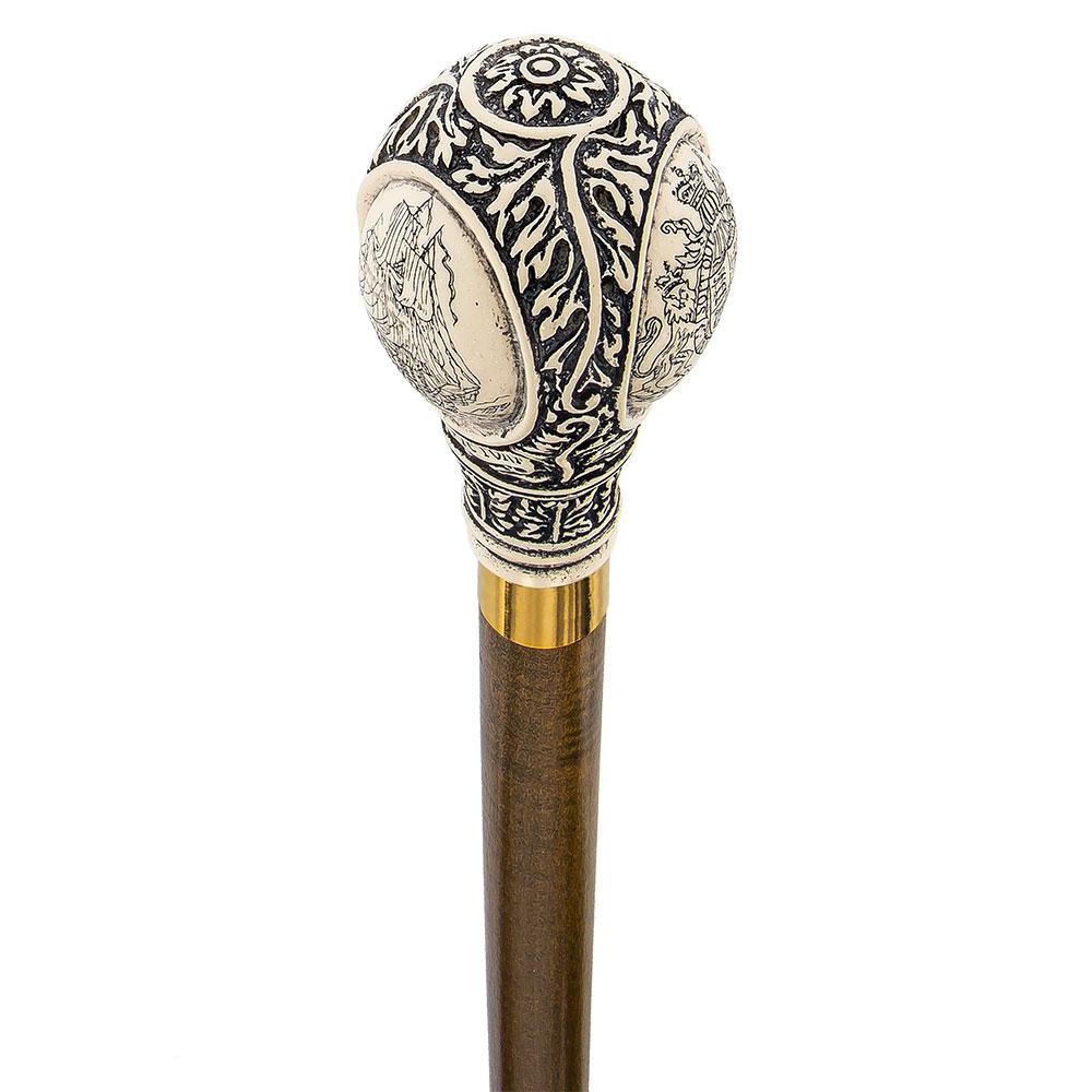 Scratch and Dent Horatio Nelson Scrimshaw Knob Walking Stick w/ Brown Beechwood Shaft & Brass Collar V3249 Discount 2025