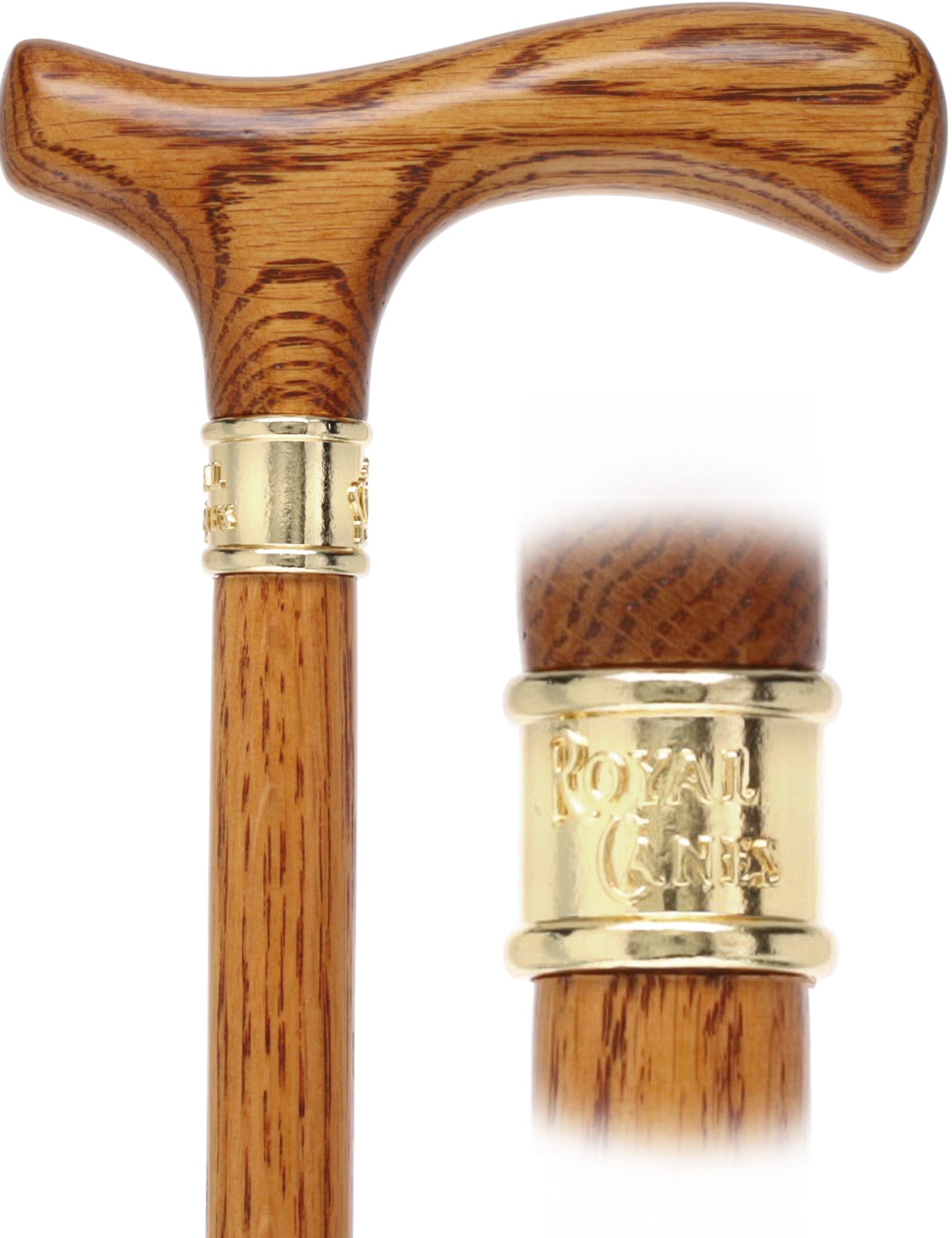 Elegant Slim-Line Oak Fritz Cane with Brass Collar Discount Latest Collections