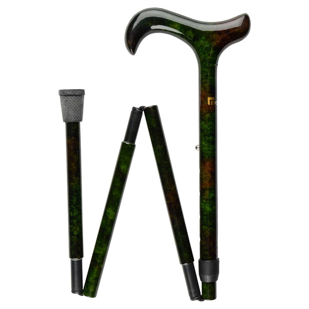 Scratch and Dent Green Impressionist Adjustable Folding Derby Carbon Fiber Walking Cane V1734 Perfect For Sale