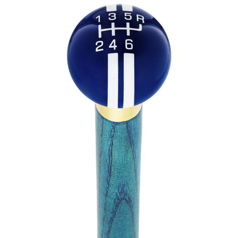 Dark Blue & Pearl Gray Rally Shift Round Knob Cane w/ Custom Color Ash Shaft & Collar Quality From China Cheap