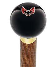 Licensed Firebird Emblem Black Round Knob Cane w/ Custom Color Ash Shaft & Collar Discount Online