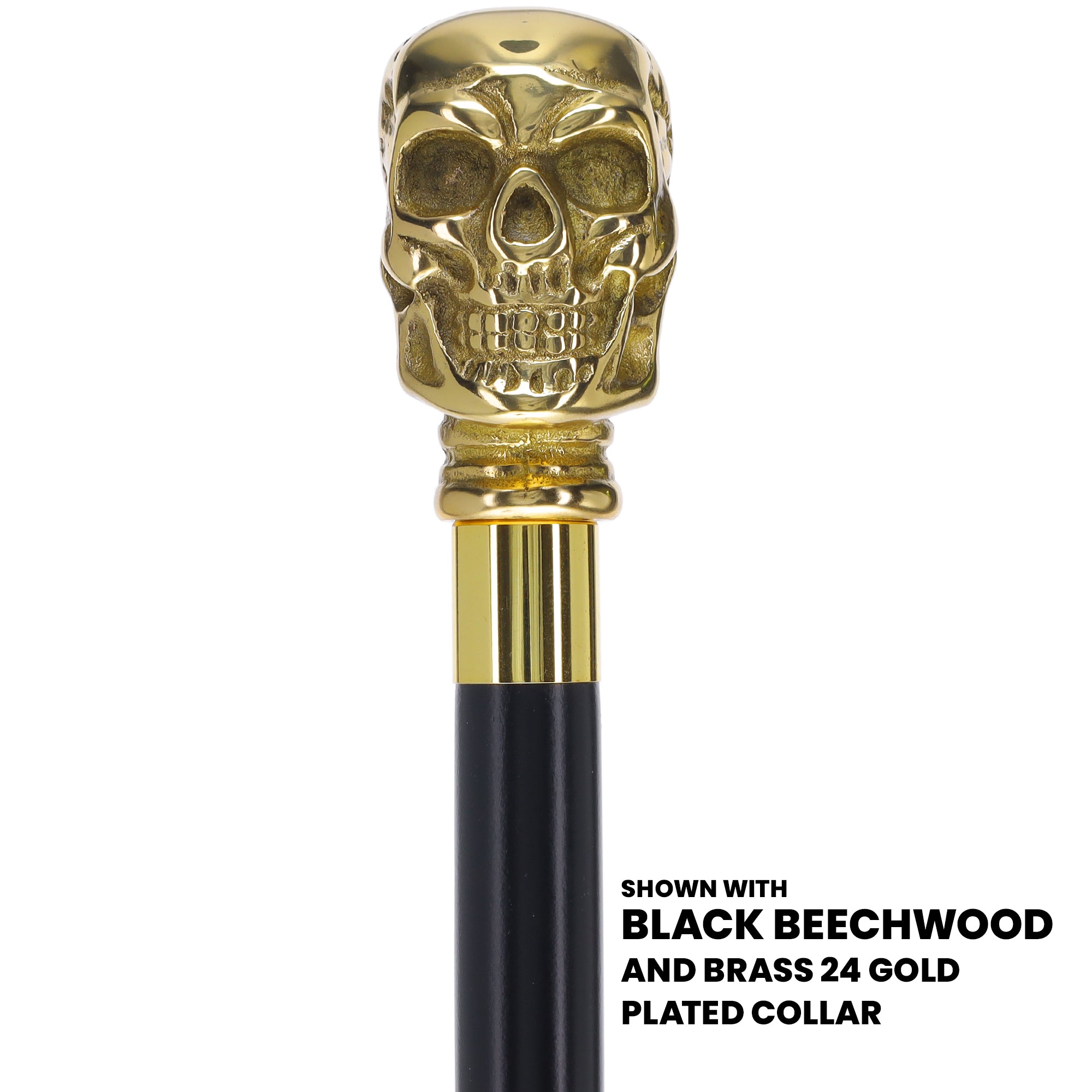 Premium Brass Skull Handle Walking Cane: Custom Shaft & Collar Sale Geniue Stockist