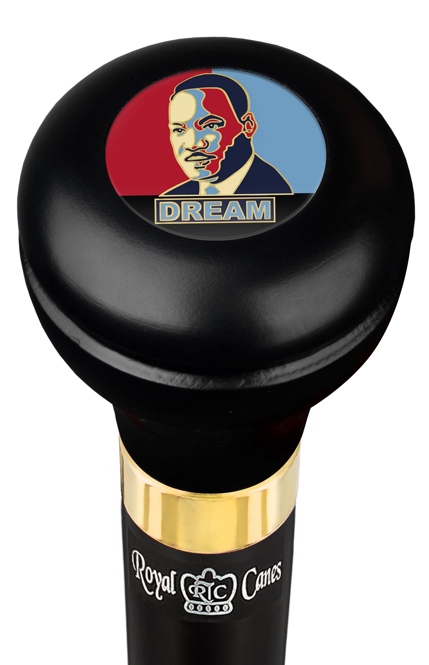 Martin Luther King I have a dream Flask Walking Stick w/ Black Beechwood Shaft & Pewter Collar With Credit Card Free Shipping