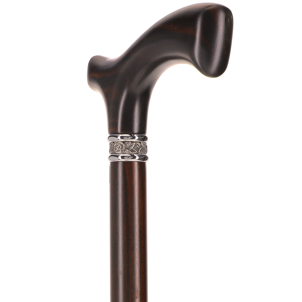 Luxury Genuine Ebony Fritz Handle Cane: Pewter Collar Detail Clearance Cheapest Pice