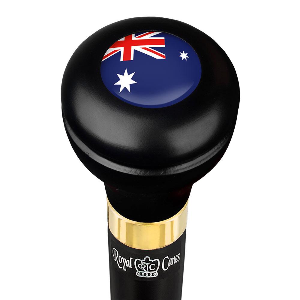 Australia Flag Emblem Flask Walking Stick: Wood Shaft Hidden Flask Free Shipping Looking For