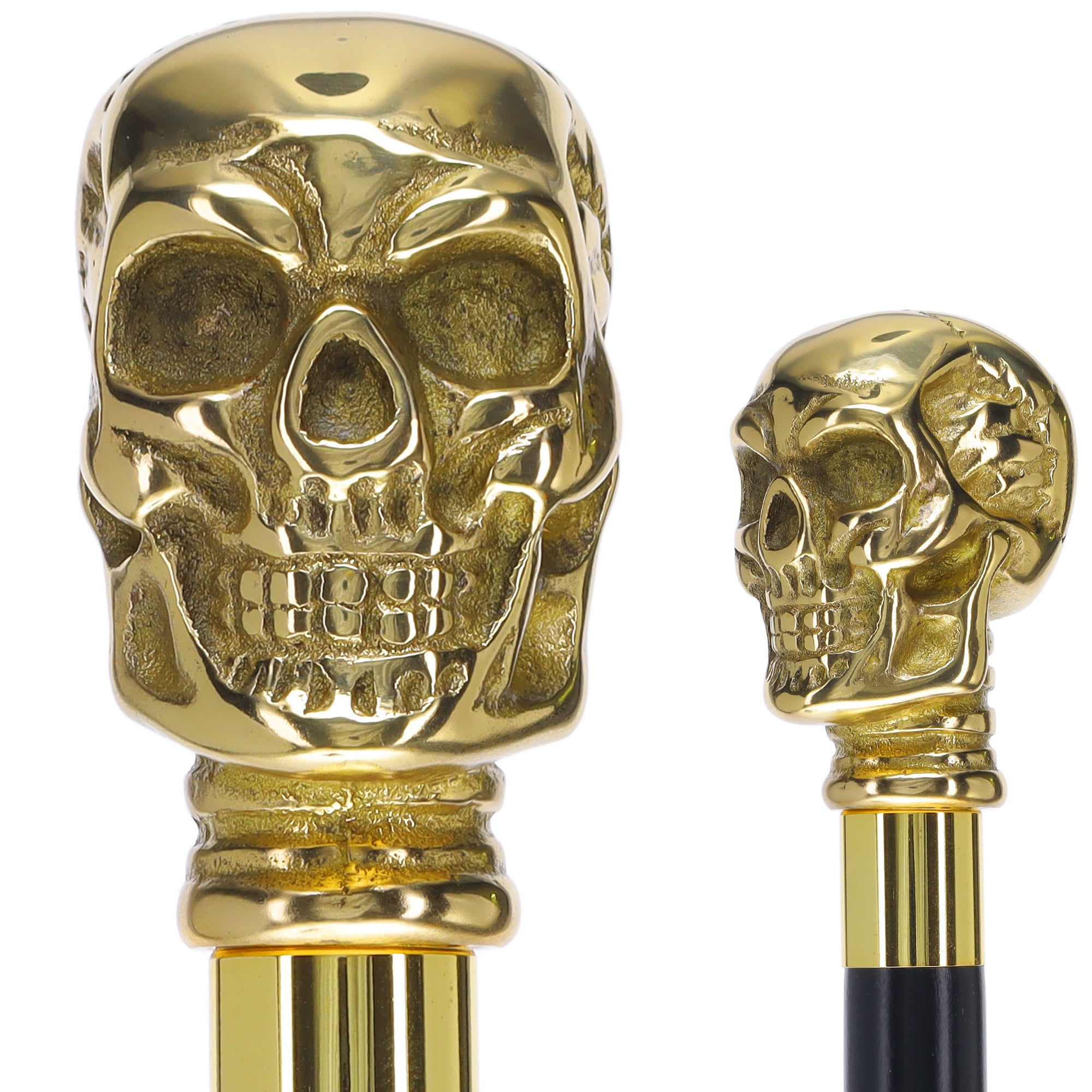 Premium Brass Skull Handle Walking Cane: Custom Shaft & Collar Sale Geniue Stockist