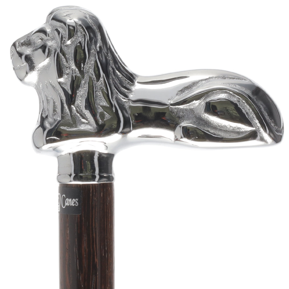 Chrome Lion Handle Walking Cane: Luxury Wenge Wood Shaft Outlet Order