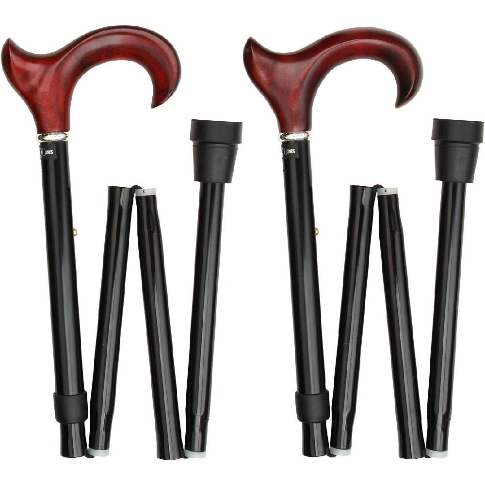 Scratch and Dent Mahogany Maple Ergonomic Walking Cane w/ Folding, Adjustable Black Aluminum Shaft and Silver Collar V1712 Huge Surprise Cheap Online