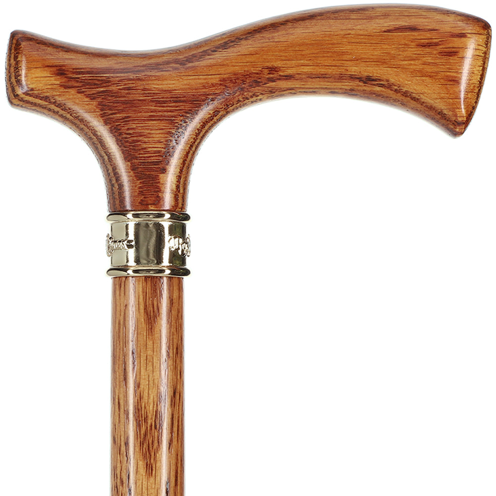 Elegant Slim-Line Oak Fritz Cane with Brass Collar Discount Latest Collections