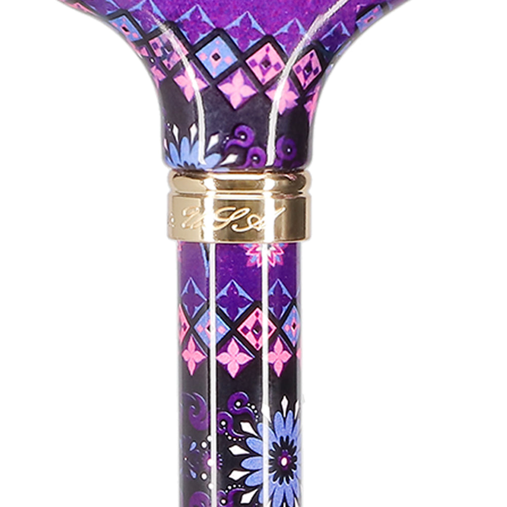 Pretty Purple Designer Adjustable Derby Walking Cane with Engraved Collar w/ SafeTbase For Sale Wholesale Pice