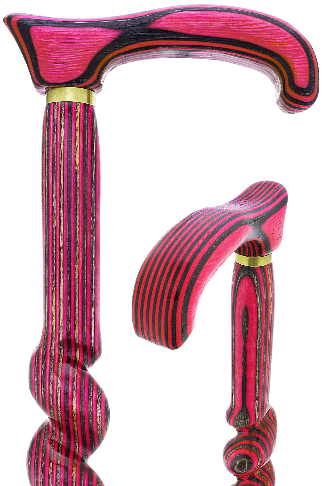 USA-Made Twisted Spiral Cane: Pink & Black Vibrant Laminate 100% Authentic
