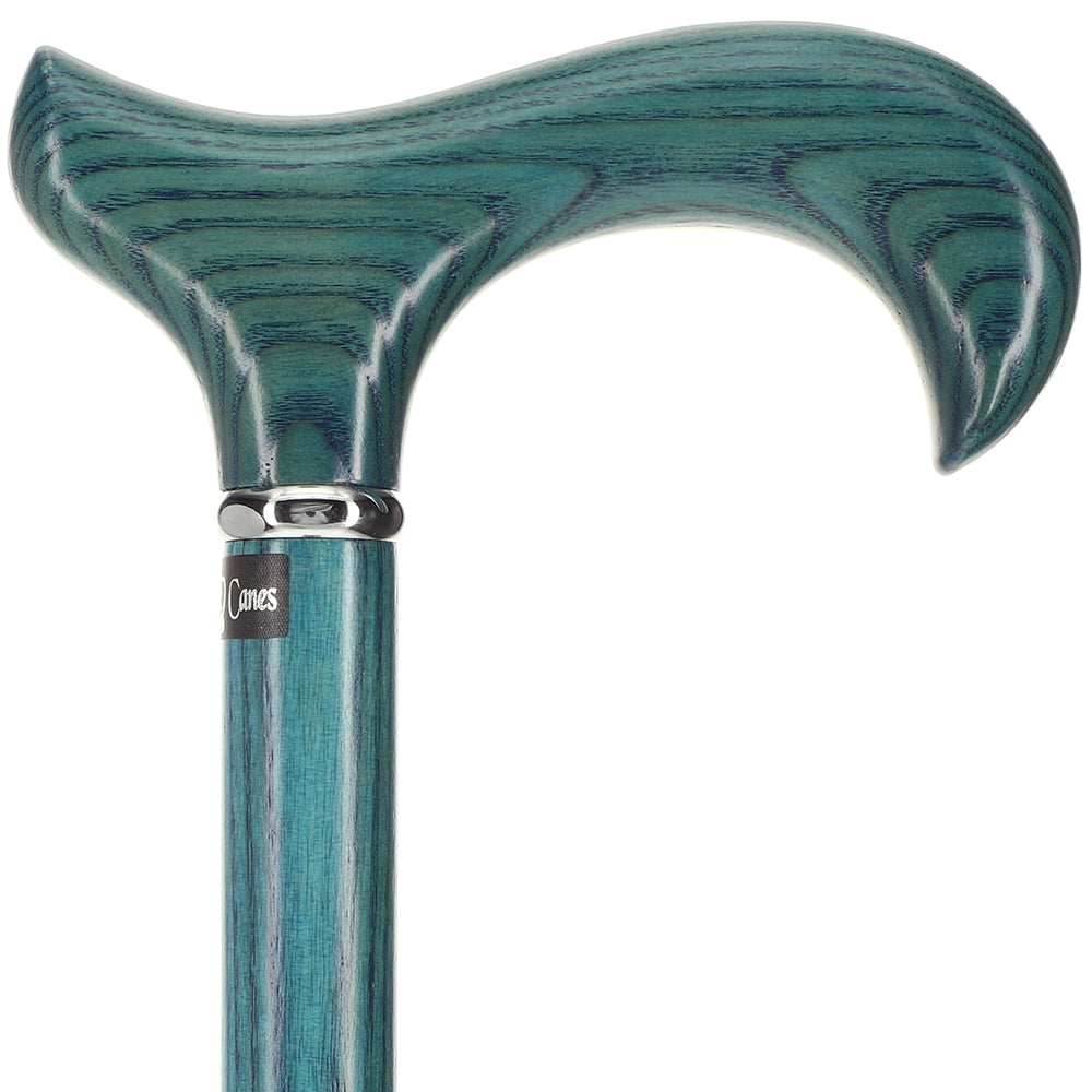 Scratch and Dent Blue Denim Derby Walking Cane With Ash Wood Shaft and Silver Collar V2201 Cheap Fake