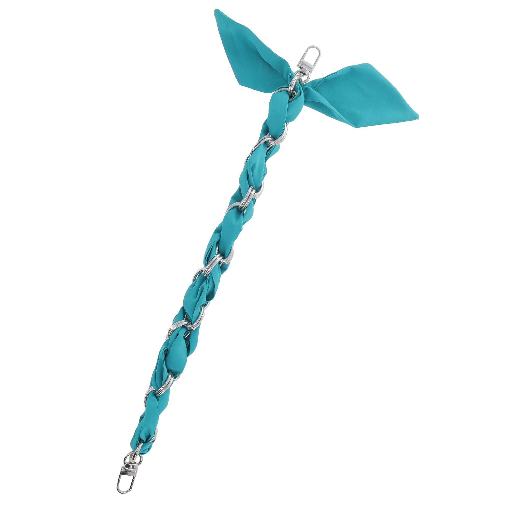 Silver Chain Wrist Strap - Luxury Turquoise Silk Satin Scarf for 18-25mm canes Discount Best Seller