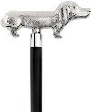 Dachshund Nickel Plated Handle Cane w/ Custom Shaft & Collar With Credit Card Free Shipping