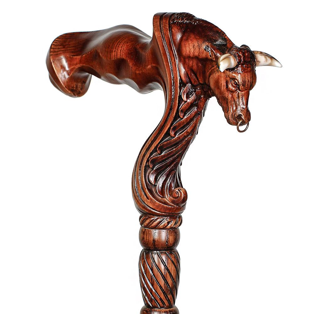 Bull Buffalo Right Hand Ergonomic Handcarved Cane Wiki Cheap Online