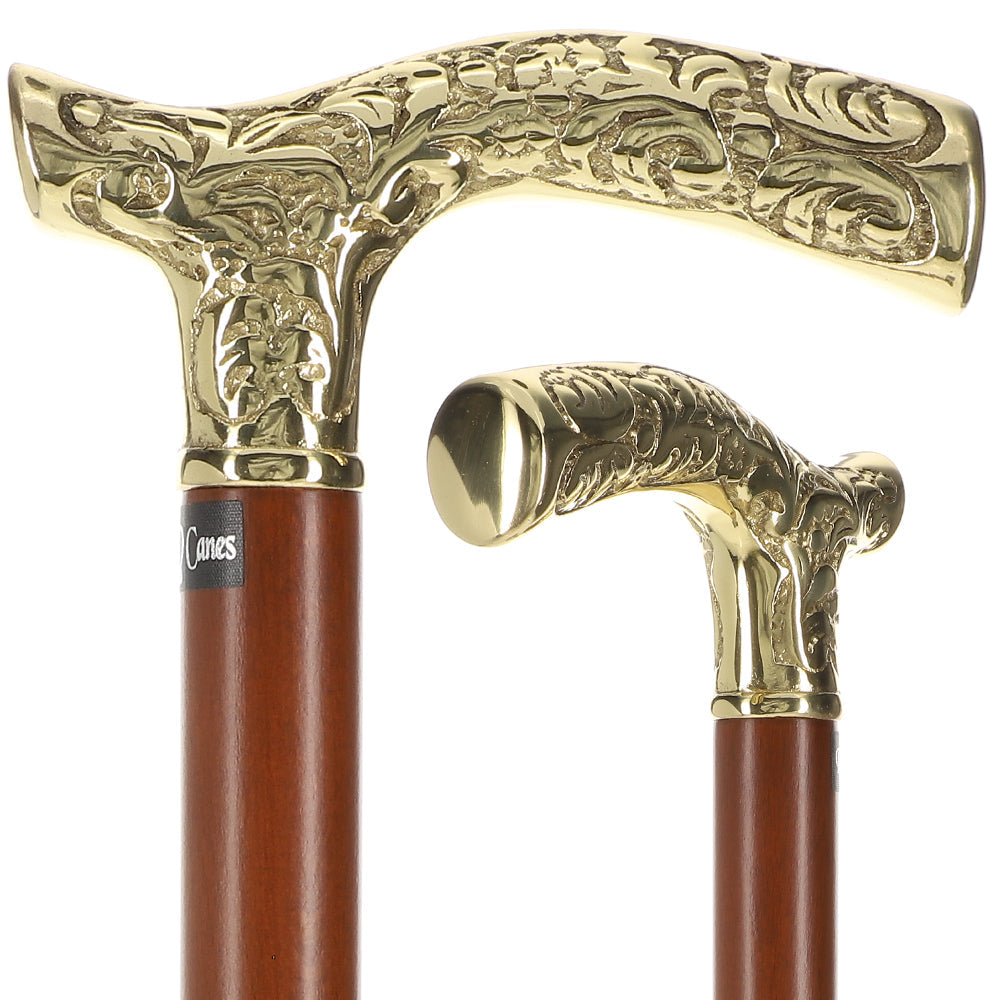 Scratch and Dent Brass Fritz Style Handle Walking Cane with Brown Beechwood Shaft V1604 Free Shipping Official