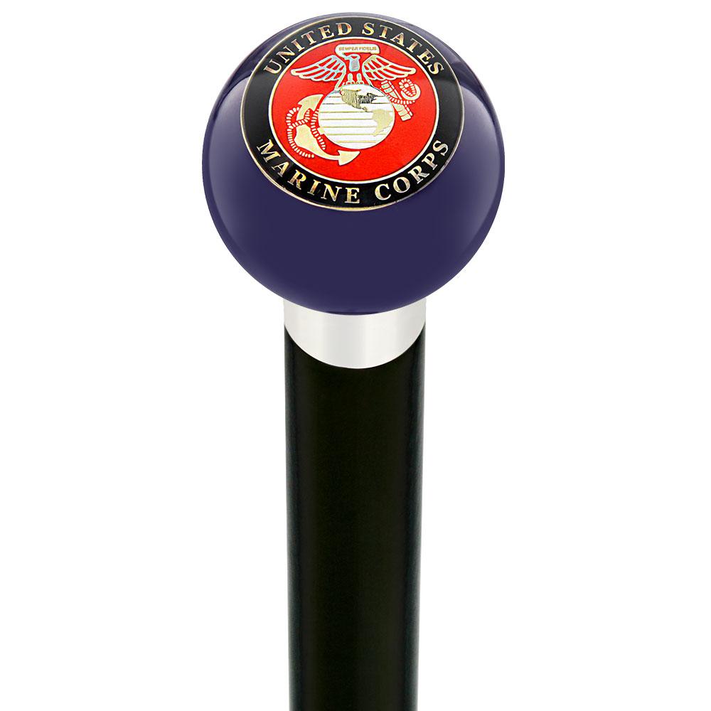 U.S. Marine Corps Dark Blue Round Knob Cane w/ Custom Wood Shaft & Collar Buy Cheap Largest Supplier