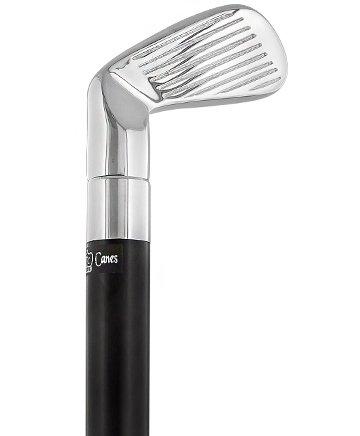 Scratch and Dent Chrome Plated Golf Club Walking Cane with Black Beechwood Shaft and Silver Collar V1246 Free Shipping Wholesale Pice