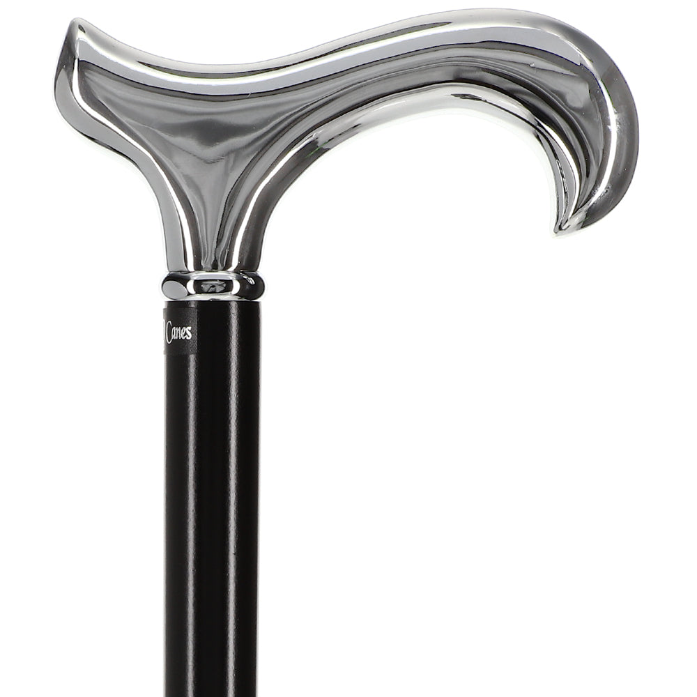 Scratch and Dent Formal Chrome Derby Cane, Black Beechwood & Silver Collar V3390 Clearance Get Authentic