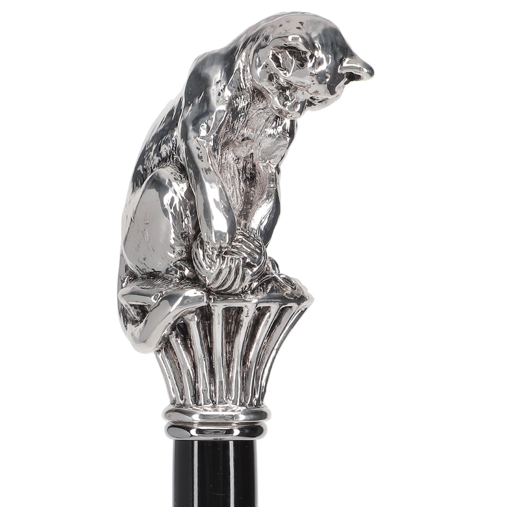 Italian Luxury: Cat with Yarn Stick, Crafted in 925r Silver For Sale Sale Online