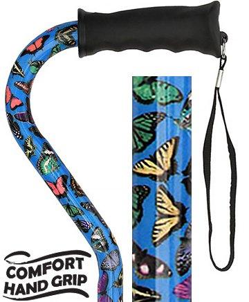 Butterfly: Comfort Grip Adjustable Offset Walking Cane Deals Cheap Online