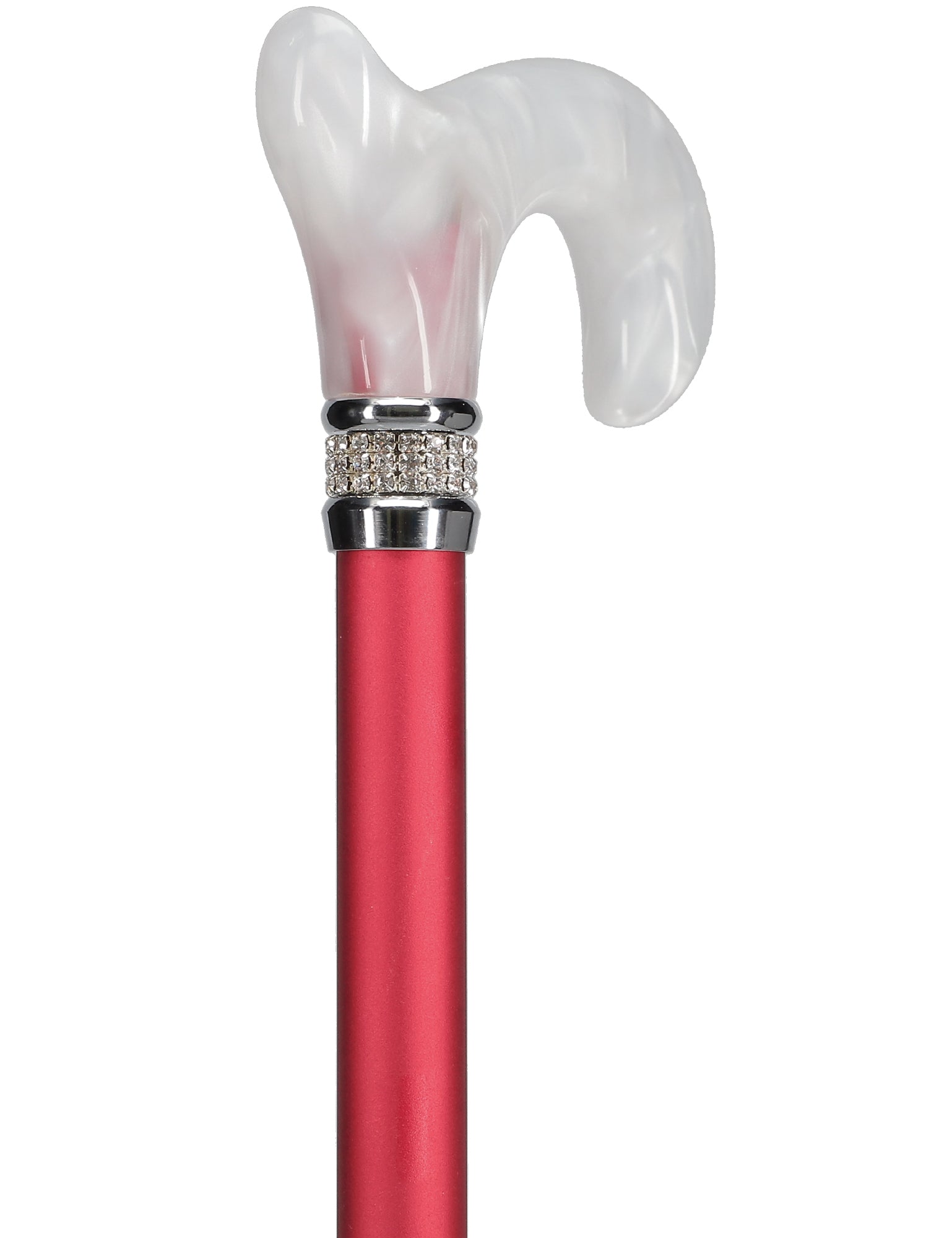 Rhinestone Designer Cane: Crimson Daytime Red Pearlz Free Shipping Deals