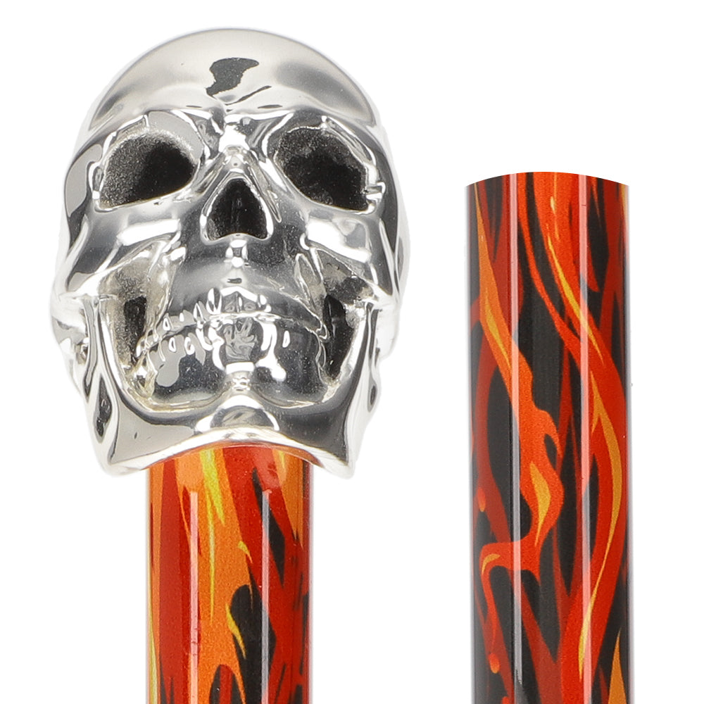 Italian Luxury: Skull Stick with Flame, Crafted in 925r Silver Websites Cheap Pice