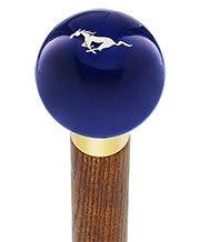 Licensed Mustang Horse Emblem Dark Blue Round Knob Cane w/ Custom Color Ash Shaft & Collar Official Site Cheap Online