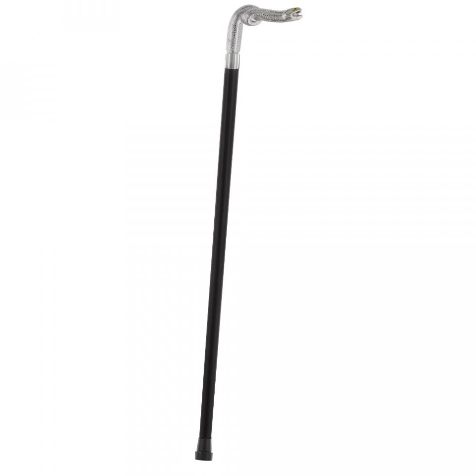 Cunningly Vicious Snake Nickel Plated Fritz Handle Cane w/ Custom Shaft & Collar Free Shipping Cheap