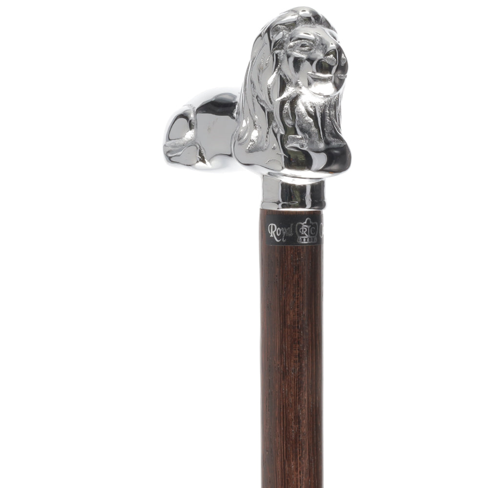 Scratch and Dent Chrome Lion Handle Walking Cane With Wenge Wood Shaft V2232 Sale Big Discount